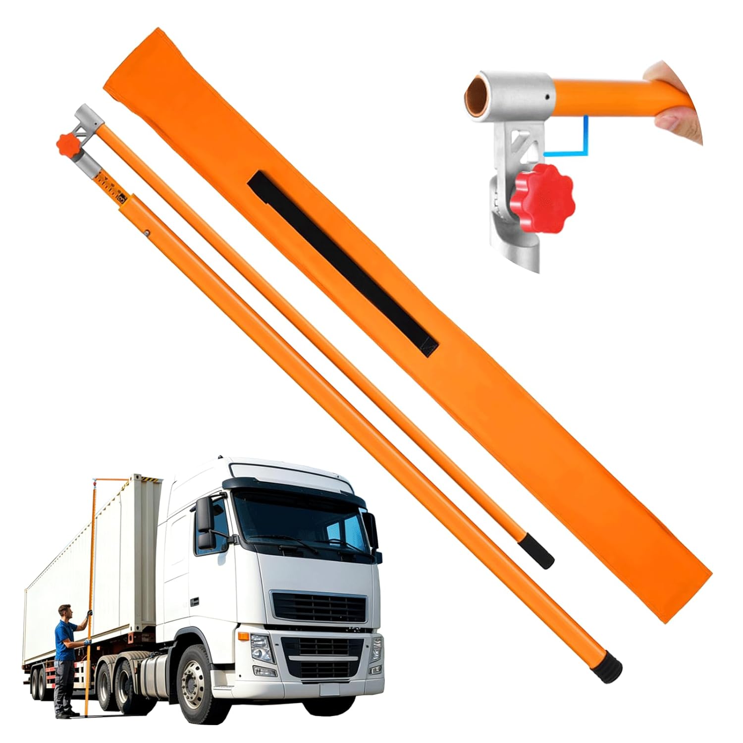 20FT Load Height Measuring Stick, Metric& Imperial, Sturdy Fiberglass Truck Height Stick with Adjustable Pole,Professional Non-Conductive Truck Height Measuring Stick for Trucks Car Haulers Trailer