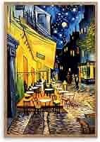 ゴッホ風 夜のカフェテラス 額縁付き 油彩アート 絵画 インテリア ゴッホ風 夜のカフェテラス 額縁付き 油彩アート 絵画