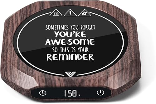 Calentador de taza de café, calentador eléctrico de tazas con 3 ajustes de temperatura, apagado automático y temporizador de 1 a 12 horas,