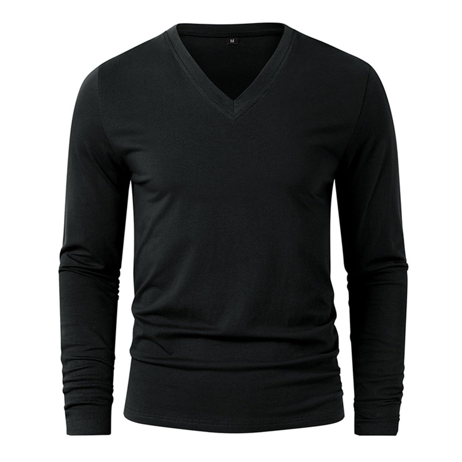 Long Sleeve T Shirt Mens's Fashion Autumn Casual Long Sleeve Round Neck Solid Color Long Sleeve T Shirt Top Lady Wear Clothe Mens Shirts Long Sleeve Black Top Men Men's Athletic Long Sleeve Shirts