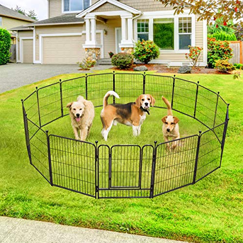 Dog Fence 16 Panels 32" H Pet Playpen Metal Outdoor Portable Camping RV Dog Fences Runs Cage Foldable Exercise Pens Fencing with Two Doors Indoor Temporary Fence for Dogs, Puppy, Garden - Image 4
