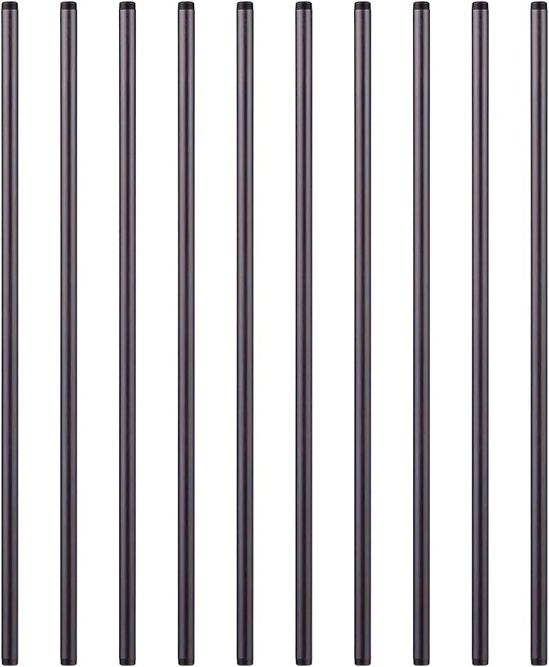 Niubid 1/2” x 30 ” Black Malleable Steel Nipples Fitting, 1/2 Inches Threaded Pipe Nipples, DIY Steampunk Industrial Vintage Style, 10 Pack. 1/2 x 30 Inch