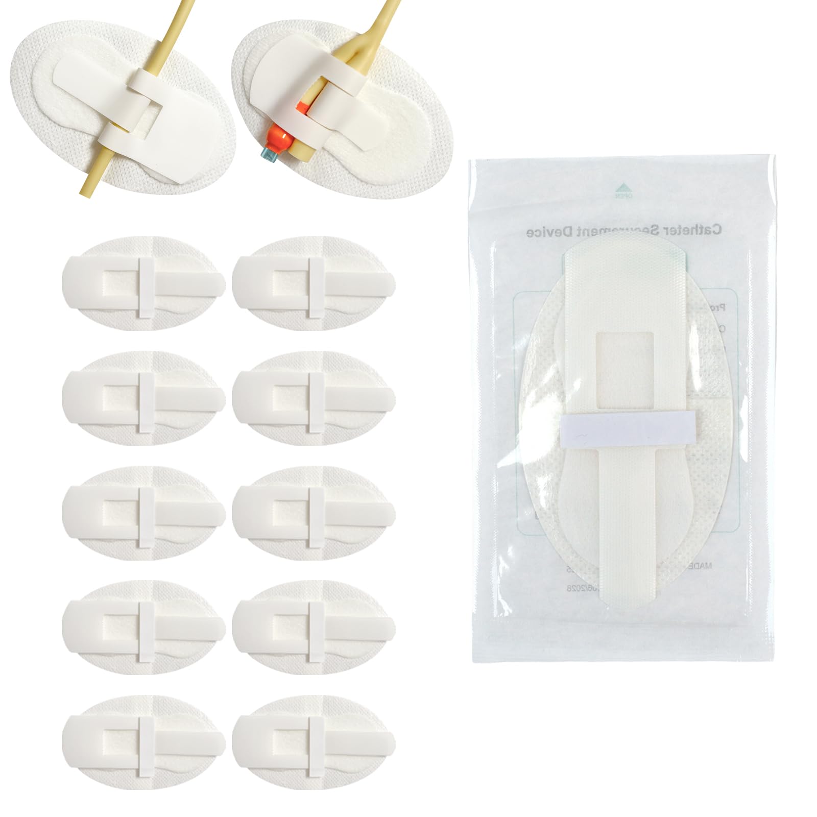 10 pcs Foley Catheter Stabilization Devices,Sterile Individually Packaged,Self-High Adhesive Catheter Supplies for Single/DoubleTube Holder,Catheter