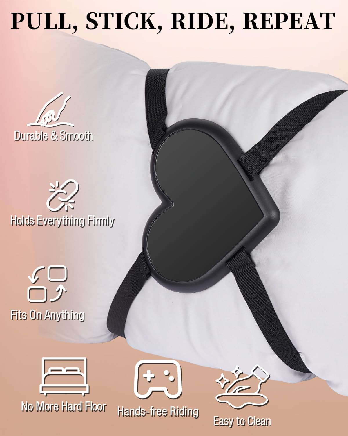 Suction Cup Dildo Mount Sex Saddle, Riding Toy Holder Valentine Style Base for Hands-Free Women Men Solo & Couple Play, Straps On Pillow Chair Dildos Harness Strap Attachment