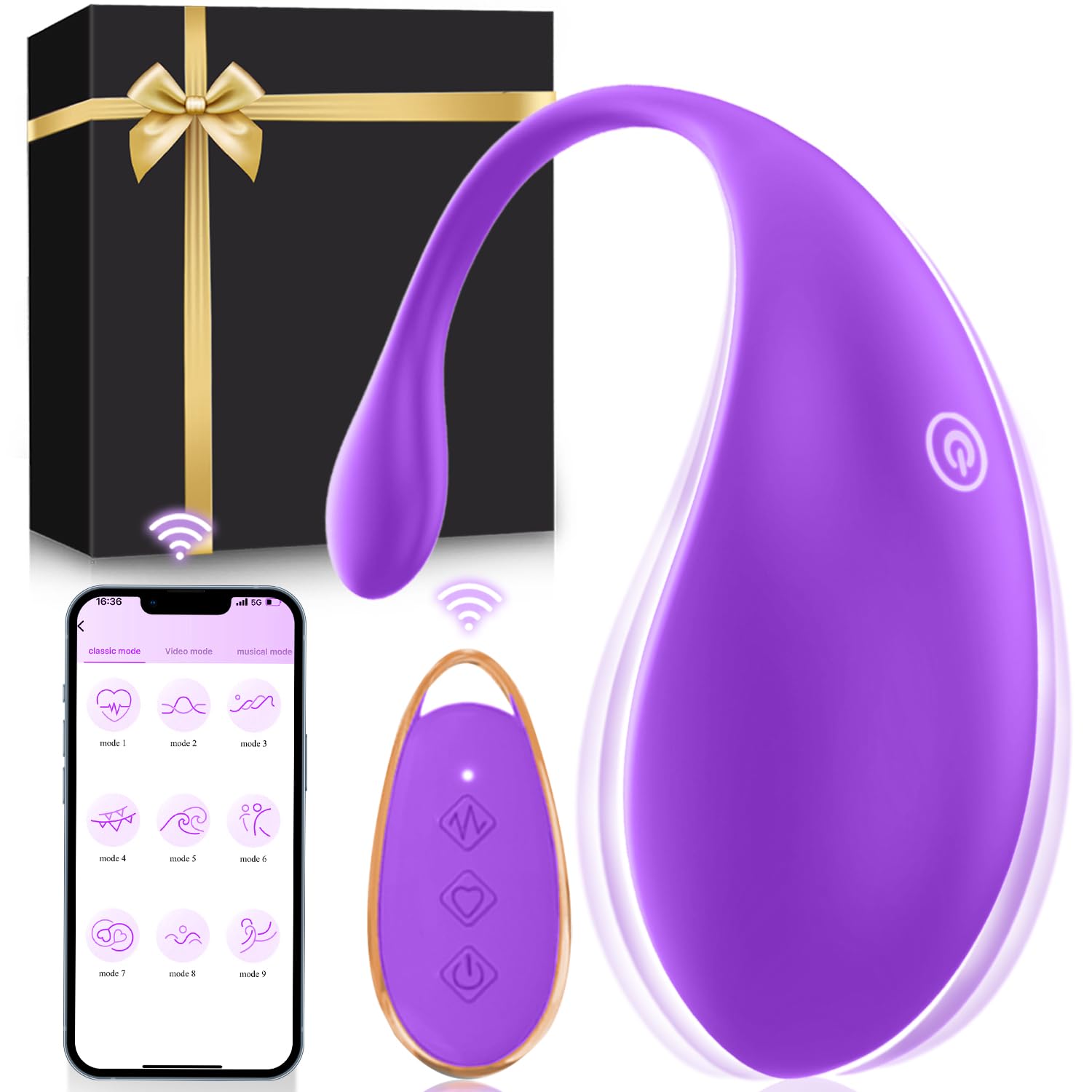 Vibradorador Mujer Juguetes Eróticos Para Pareja Sexuales Vibrador Mando Distancia Vibradores Consoladores.. para Mujer con Vibración Bolas Chinas Vibradorador Clítoris Control Remoto 9 Modos