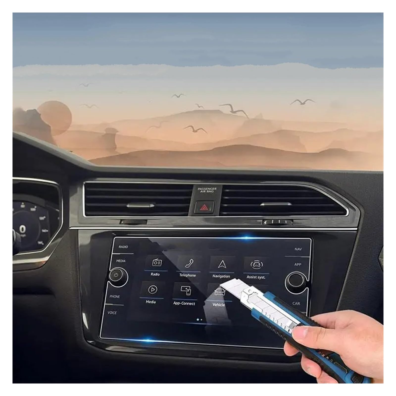 Osłona ekranu nawigacji samochodowej do T&iguan 2021 2022 2023 2023 8-calowy samochodowy system informacyjno-rozrywkowy radio nawigacja GPS ochraniacz ekranu szkło hartowane