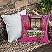 Funda De Cojine Funda de Almohada,Sueños rosados Ambiente romántico Amantes Ventanas de madera Corazones Flores Buganvilla,Fundas de Cojín con Cremallera - Fundas de Almohada para Sofá y Cama45x45cm