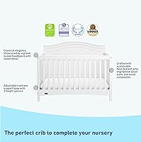 Vista 5 de Graco Paris - Cuna convertible 4 en 1 (blanco) – Certificada GREENGUARD Gold, se convierte en cama infantil y diván, compatible con colchón de cuna