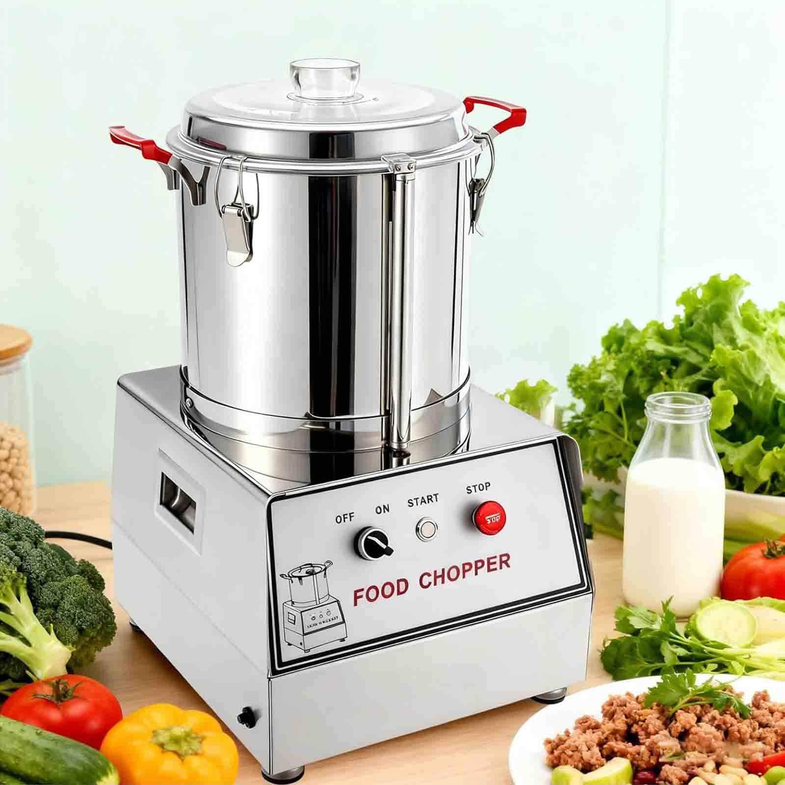 Cortador de verduras automático multifuncional, procesador de alimentos de acero inoxidable, 1400 W, 1400 RPM con cuchillas desmontables para frutas y granos