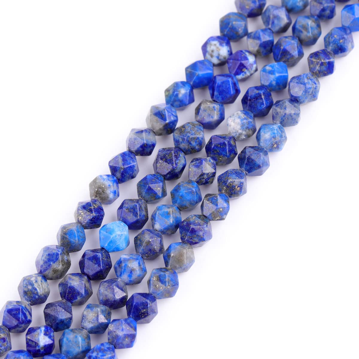 Gem-Inside Natural 6mm Blue Lapiz Lazuli Stone Round Gemstone Semi Precious Faceted Beads for Jewellery Making 15" Beaded Strand DIY Handmade Craft Supplies (63pcs/Strand)