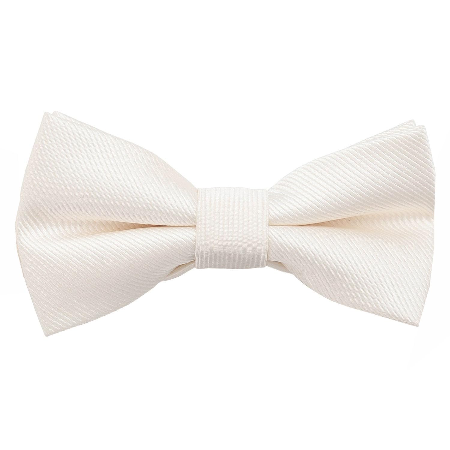 Dqt Boys Pearled Ivory Plain Twill Pre-Tied Bow Tie – Wedding, Page & Formal Adjustable Bowtie