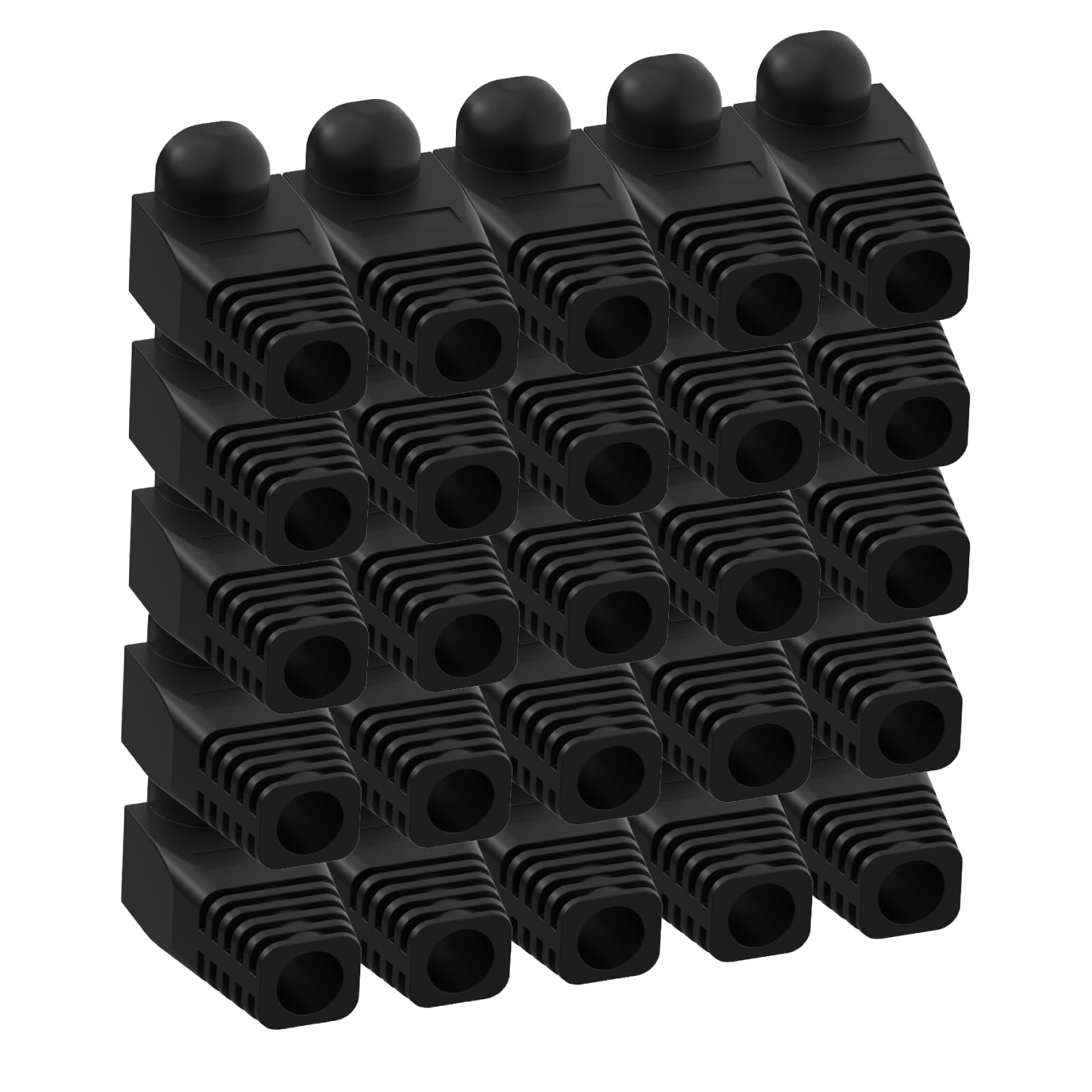 Snapklik.com : 100-Pack RJ45 Strain Relief Boots, Black RJ45 Connector ...