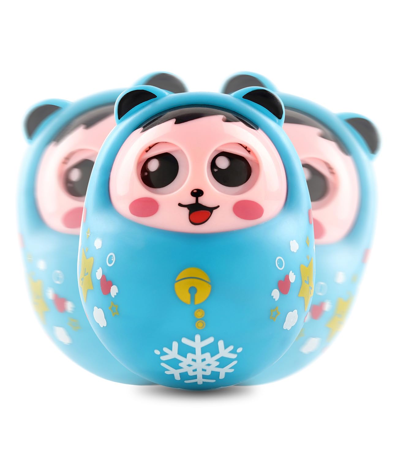 Play Nation Plastic Premium Eye Blinking Nodding Roly Poly Toy, Push & Shake Wobbling Soft Bell Sound Tumbler Doll for Infants and Baby, Bis Certified, Birthday Gift, 0-2 Years (Blue)