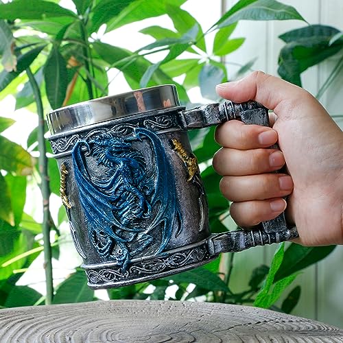 Taza Medieval Dragón Azul D&D Acero Inoxidable 15.8oz miniatura 3