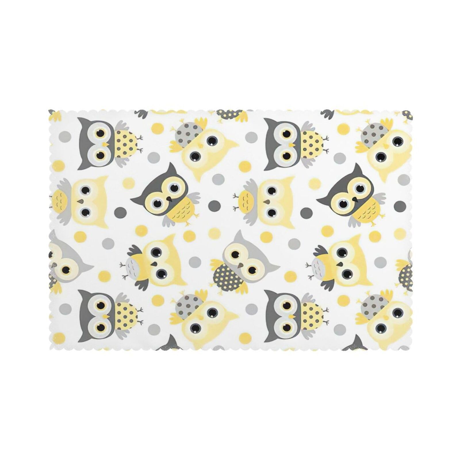 Animal Cartoon Owls Cute Print Placemats for Dining Table Set of 6 12x18 Inch Table Mats for Party Kitchen Dining.