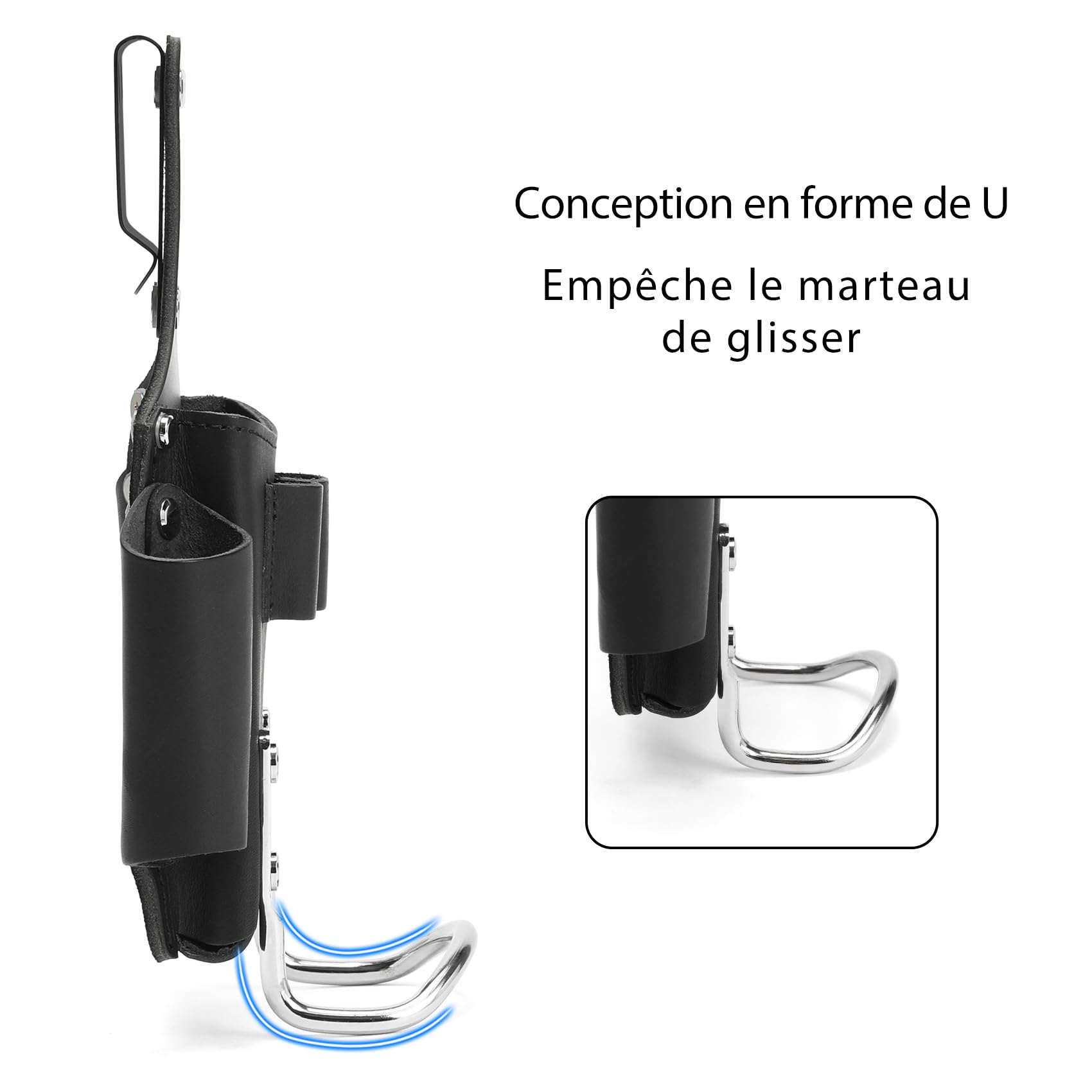 Ceinture Porte-Outils, Pochette pour Ceinture, Sac à Outils en Cuir véritable, Porte-Marteau pour charpentiers, couvreurs, Artisans (Noir)