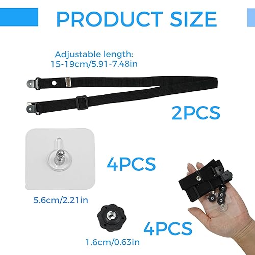 Miniatura 5 de Paquete de 2 correas de seguridad ajustables para muebles, anclajes de TV antipuntas para bebés a prueba de bebés, sin taladro, correas adhesivas