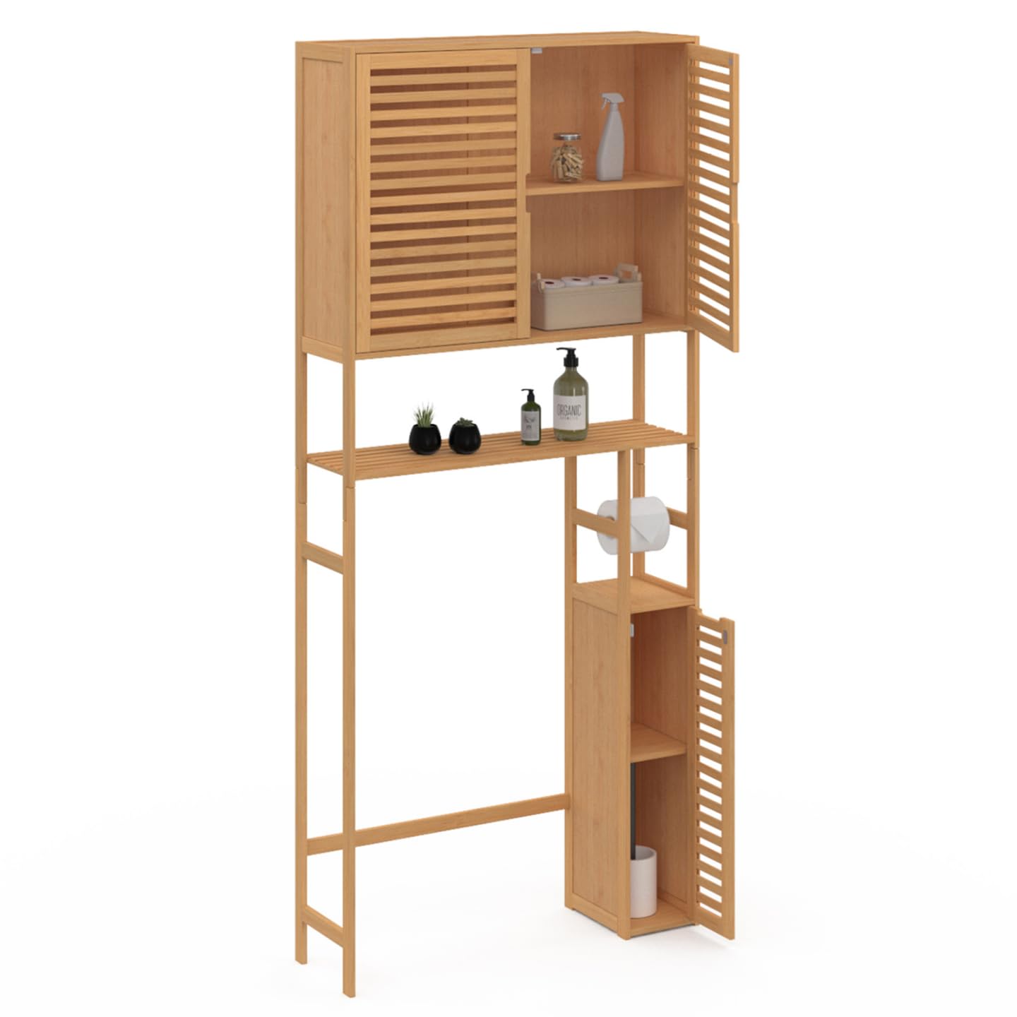 IDMarket BEA - Mueble de inodoro 3 en 1 con armarios de bambú