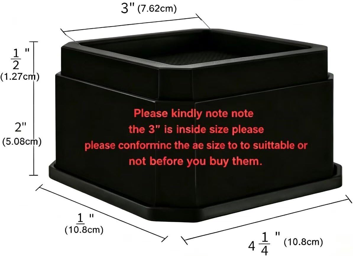 Bed Risers 2 Inch with Soft Non-Slip Rubber Pads, Heavy Duty Furniture Lifts for Bed Sofa Table, Floor Protector 4 Pack