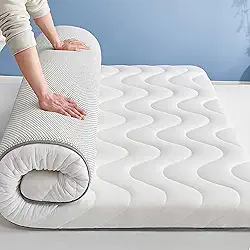 Colchão Futon com suporte de 5 zonas, conforto de sono luxuoso, suporte extra para as costas e quadril, enchimento de espuma viscoelástica branco (3 cm de espessura) 90 x 190 cm