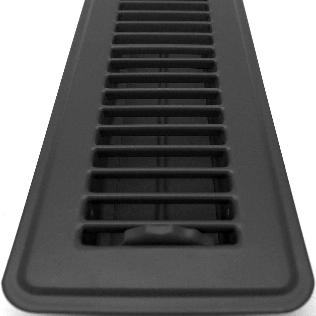 6" X 14" Floor Register with Louvered Design - Heavy Duty Rigid Floor Air Supply with Damper & Lever - Outer Dimensions [ 7.5 X 15.5] - Black