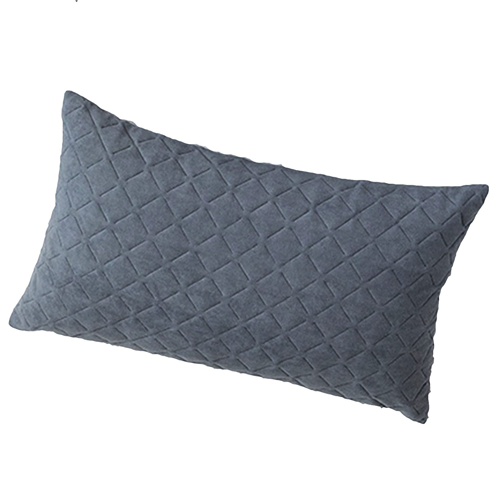 Housse de coussin décorative en velours gris 30x50 avec noyau rembourré pour lit et salon
