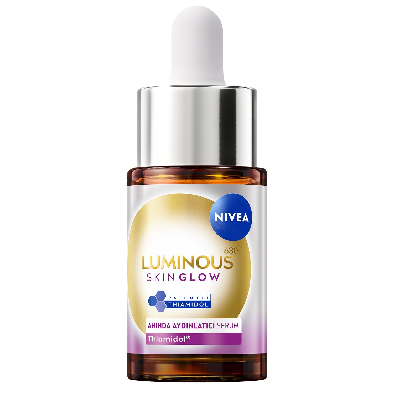 NIVEA Luminous630 Skin Glow Anında Aydınlatıcı Serum 15ml, Eşit Cilt Tonu, Thiamidol, Niasinamid, AloeVera,Deneme Boyu