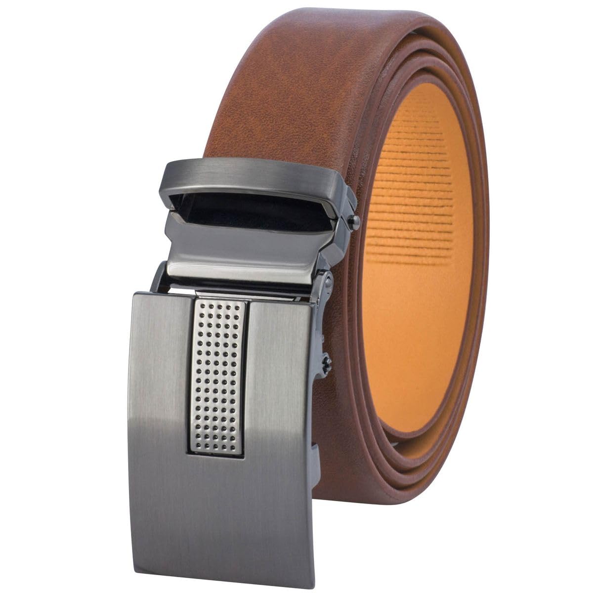 Lindenmann Cintura in pelle per uomo cintura in pelle di mucca, 33 mm di larghezza e 3,6 mm forte, regolabile, cintura, cintura in pelle, cintura classica, autobloccante, cognac