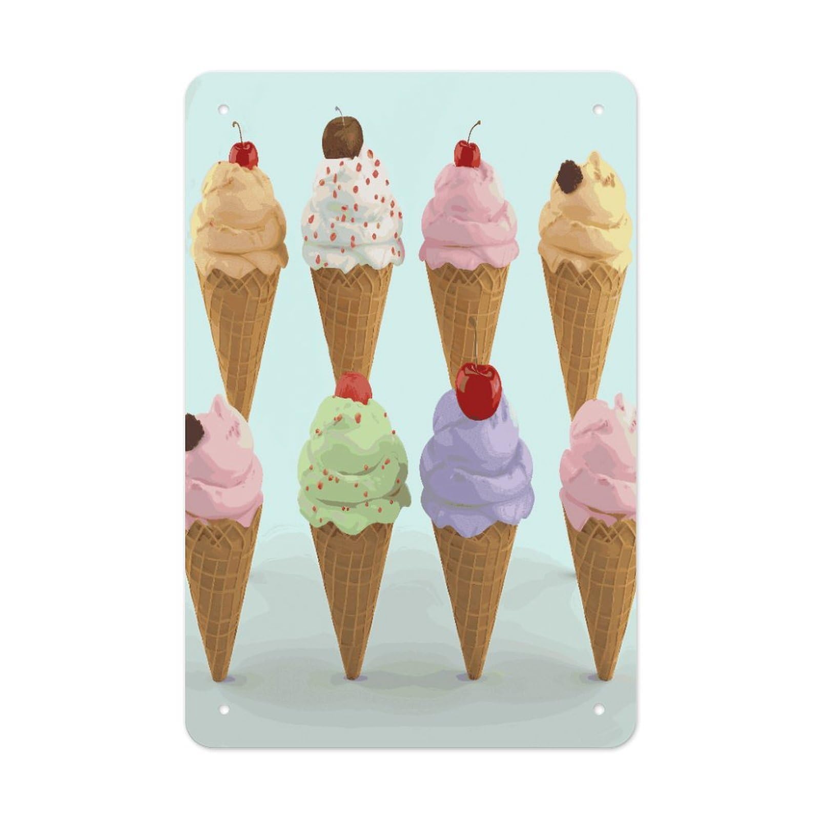 Btcowzrv Style Ice Cream Cones Metal Tin Sign Wall Decor Hanging Plaque