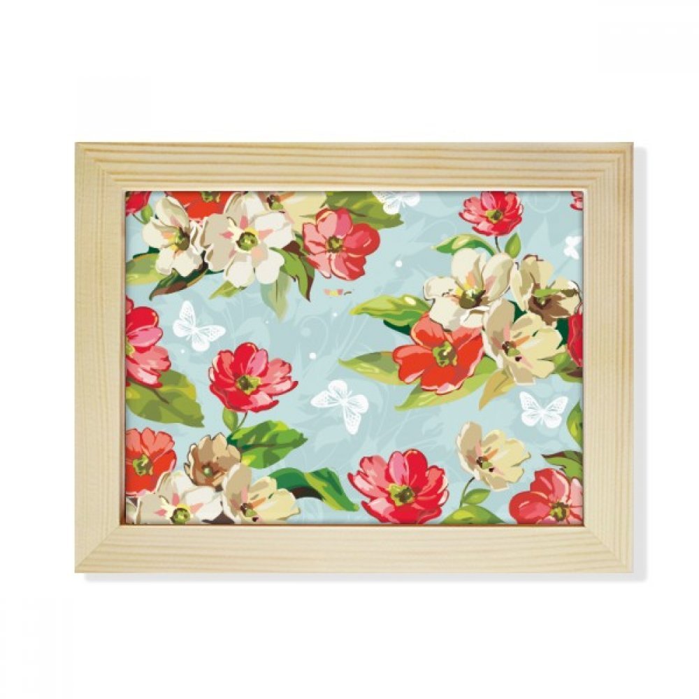 Cuadro de flores de melocotón con marco de madera selecta y pintura de bellas artes