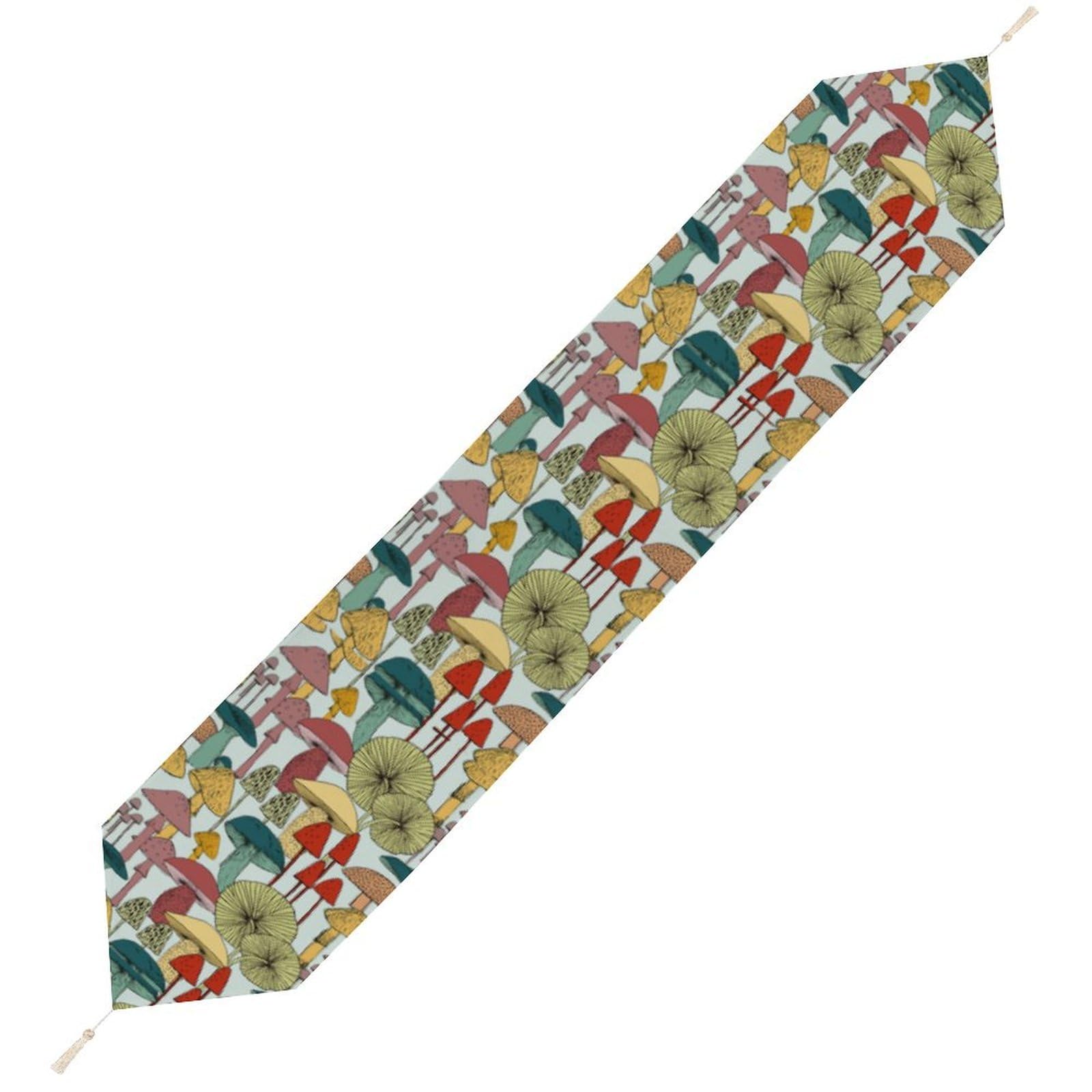 JZemdybill 200*33cm Table Runner with Tassel, Mushrooms Table Runner, Table Decoration for Kitchen, Party, Restaurant