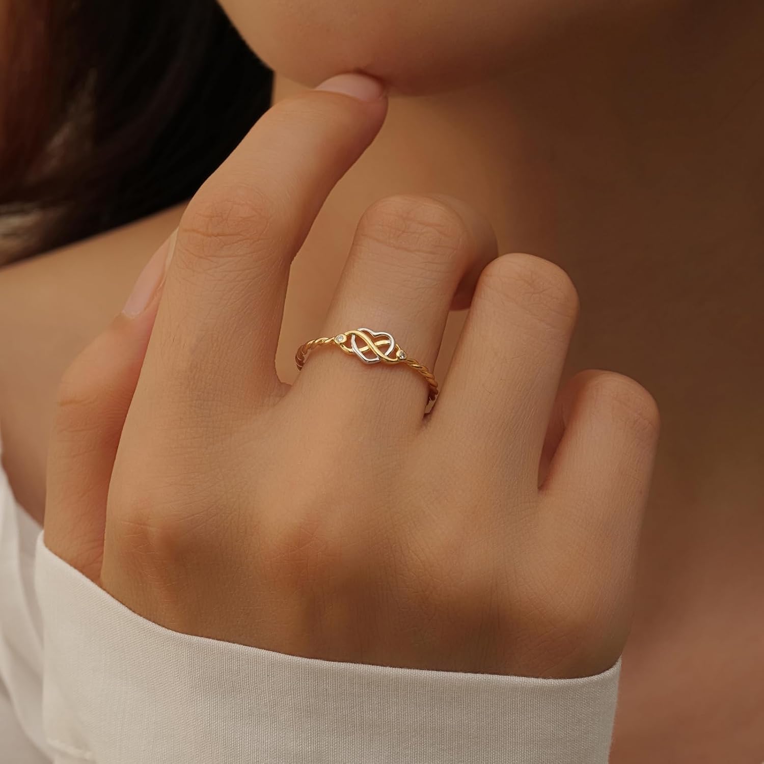 925 14K Gold Plated 925 Sterling Silver Rings for Women Heart Infinity Knot Promise Rings for Her Stackable Dainty CZ Ring Comfort Fit Jewelry for Anniversary Birthday Christmas Graduation Gifts