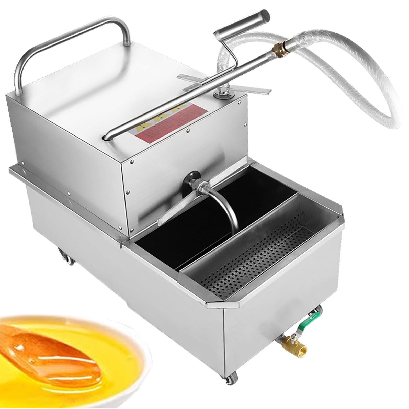 asdchZen Mobile Fryer Filter Machine, 550W 55L/14.53 Gal Commercial Oil Filler Cart Truck Separator Stainless Steel Cooking Oil Filtration With 32L/Min Pump For Supermarket Restau