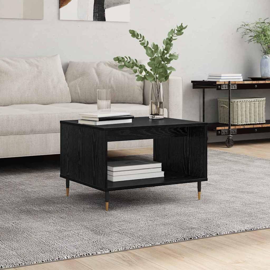 Mesa de centro de roble negro 60 x 50 x 40 cm, mesa auxiliar industrial de madera, patas cónicas, diseño moderno, resistente, para salón, dormitorio, cocina