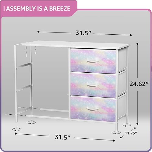Miniatura 3 de Sorbus Kids Dresser with 6 Drawers - Storage Chest Organizer Nightstand - Steel Frame, Wood Top, Tie-Dye Fabric Bins for Clothes - Wide Furniture