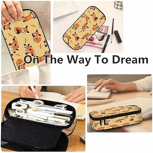 Miniatura 5 de Yekiua Estuche organizador de lápices de panda rojo lindo bambú osos universidad oficina gran capacidad lápiz bolsa