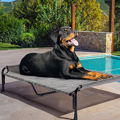 Veehoo Elevated Dog Bed, Outdoor Raised Dog Cots Bed For Large Dogs, Cooling Camping Elevated Pet Bed With Slope Headrest For Indoor And Outdoor, Washable Breathable, Xx-Large, Black Silver, Cwc2204 #TOP7