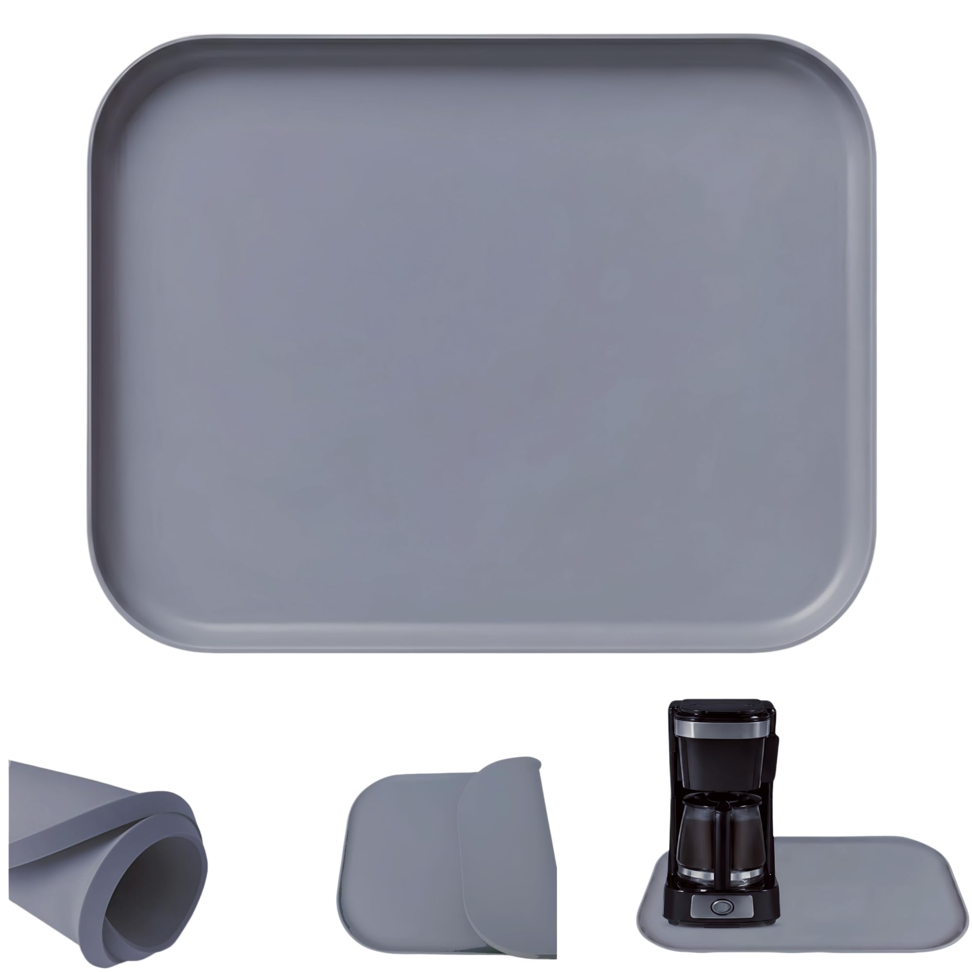 Large Silicone Coffee Mat with Raised Edge 60cm * 40cm Coffee Espresso Accessories for Multi-Functional Base Mat, Nonstick Heat Resistant Coffee Bar Mat for Countertop, Dish Drying Mat