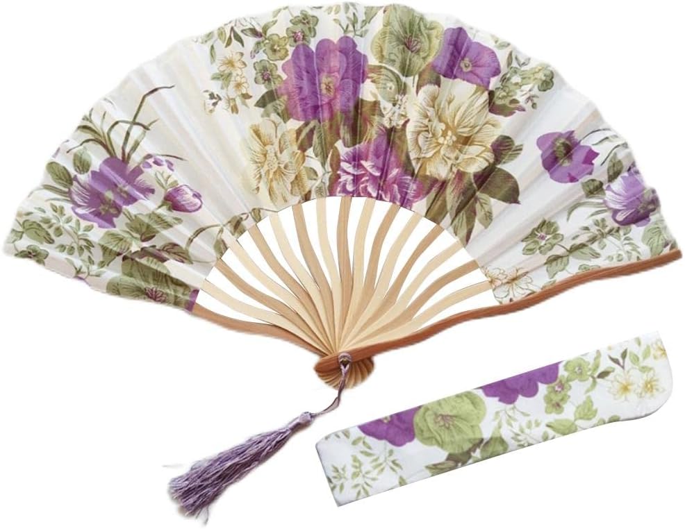 Syrisora Japanese Printing Foldable Hand Fans for Women Bamboo Handheld Folding Fan with Tassels for Wall Decoration Gifts Wedding Photography()