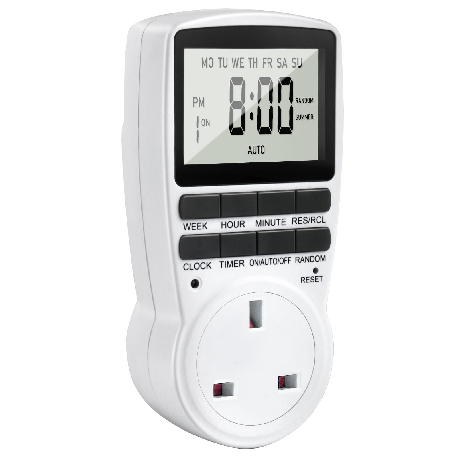 Digital Timer Plug Socket UK, 24h-Week Socket Timer Switch With 16 On-Off Programme LCD Display