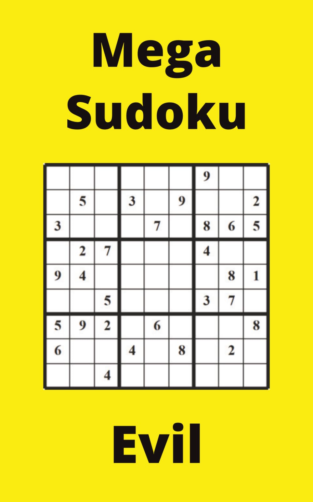 Yellow Mega Sudoku Book, 9x9 Puzzles, 50 Pages, 5x8, Evil