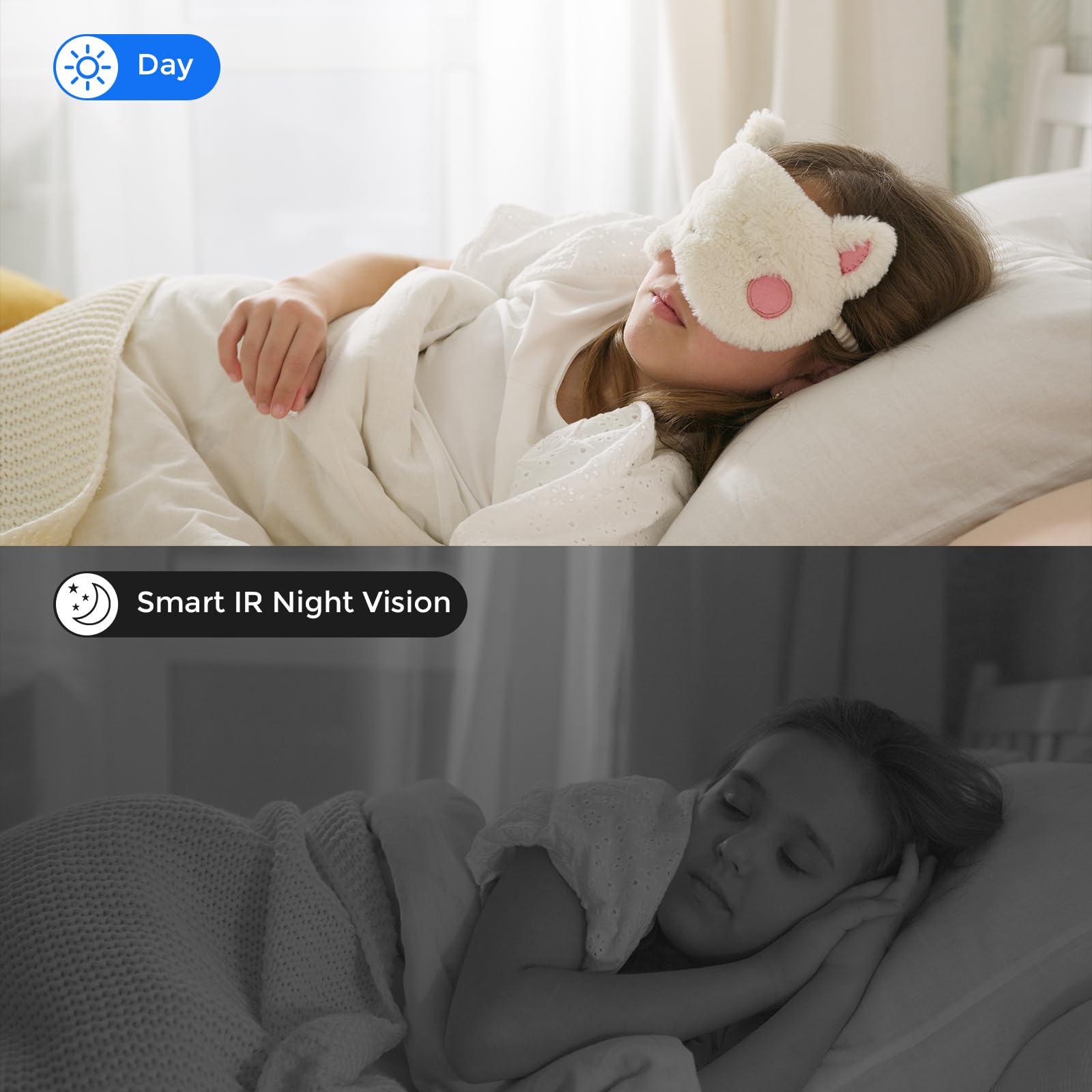 Hiseeu 2K Telecamera Wi-Fi Interno, 2.4G WiFi 360° Videocamera Sorveglianza Interno per Baby Cane, Vicohome Allarme APP Tracciamento Movimento Visione Notturna IR Rilevamento Umano AI Modalità Sonno