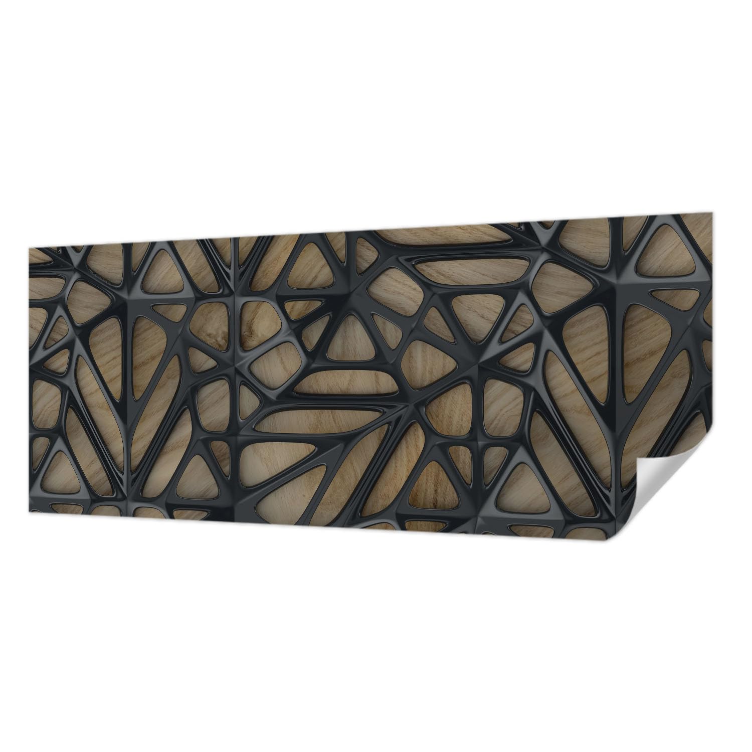 Décor mural adhésif panoramique 250x104 cm motif filet en bois pour salon