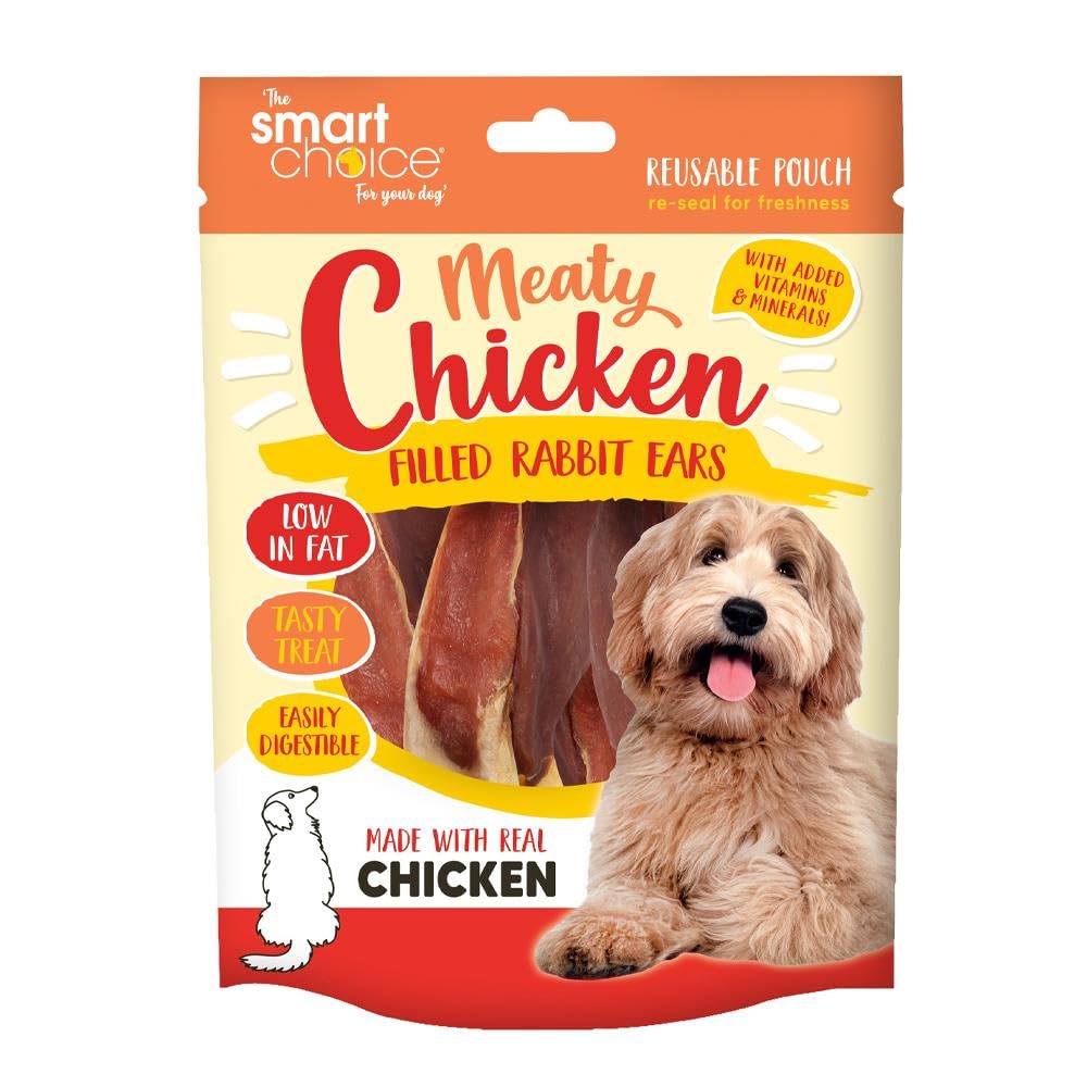 Chicken Flavour Pack of Meat Filled Rabbit Ears Pet Dog Puppy Treat Reward Low Fat Easily Digestible