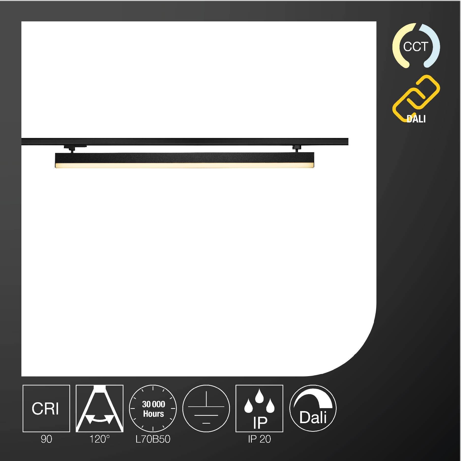 SLV SIGHT TRACK LED-Schienenstrahler 3phasig LED fest eingebaut 39W Schwarz