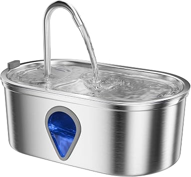 Cat Water Fountain Stainless Steel, 3.5l/118oz Cat Fountain with Water Level Window Silent Pet Fountain for Drinking, Automatic Cat Water Dispenser Indoor118oz