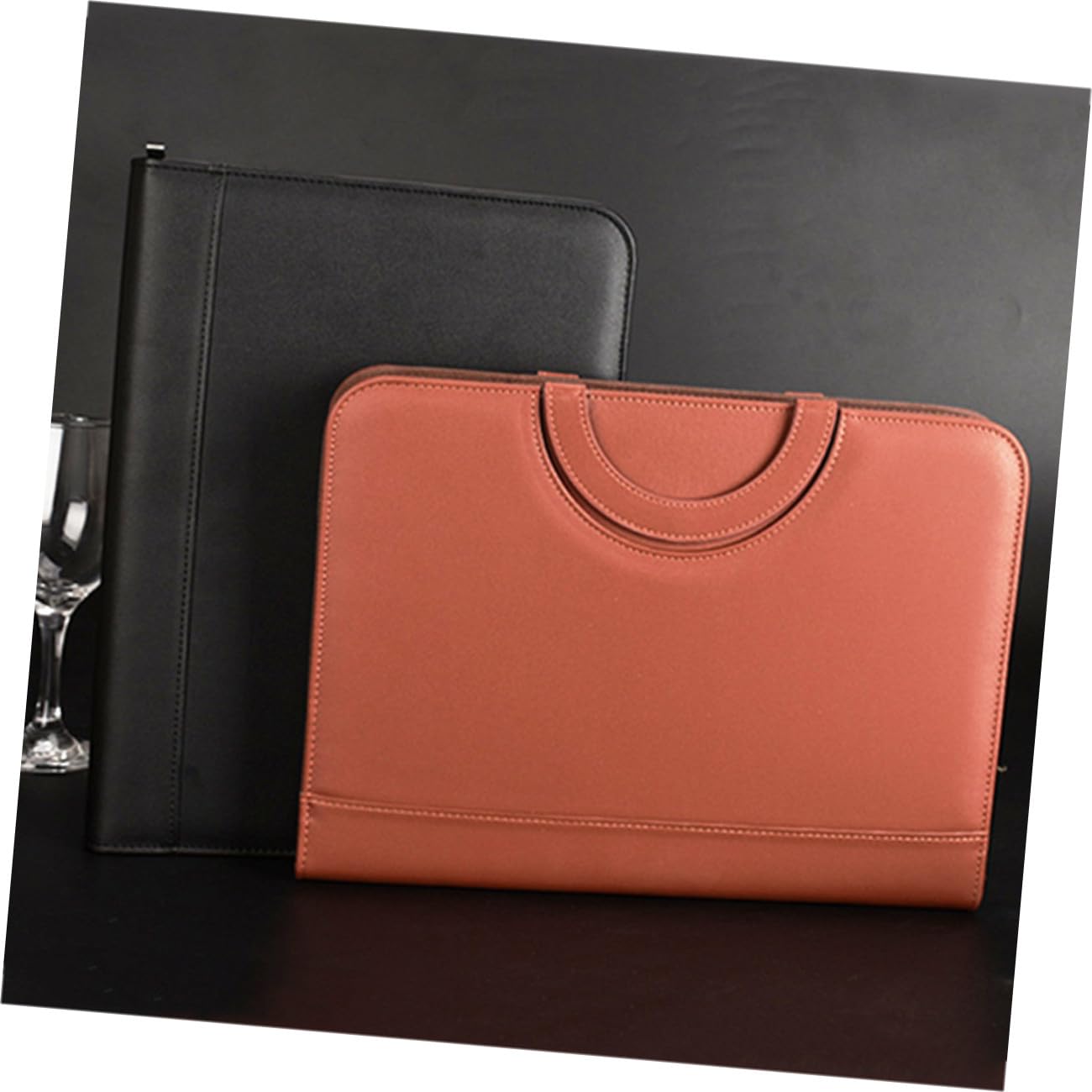 SHINEOFI Cartella Portadocumenti A4 Multifunzionale in Pelle Pu Marrone con Calcolatrice Mini e Tasche Accessorie, Elegante e Portatile per Ufficio Business con Maniglia Pratica