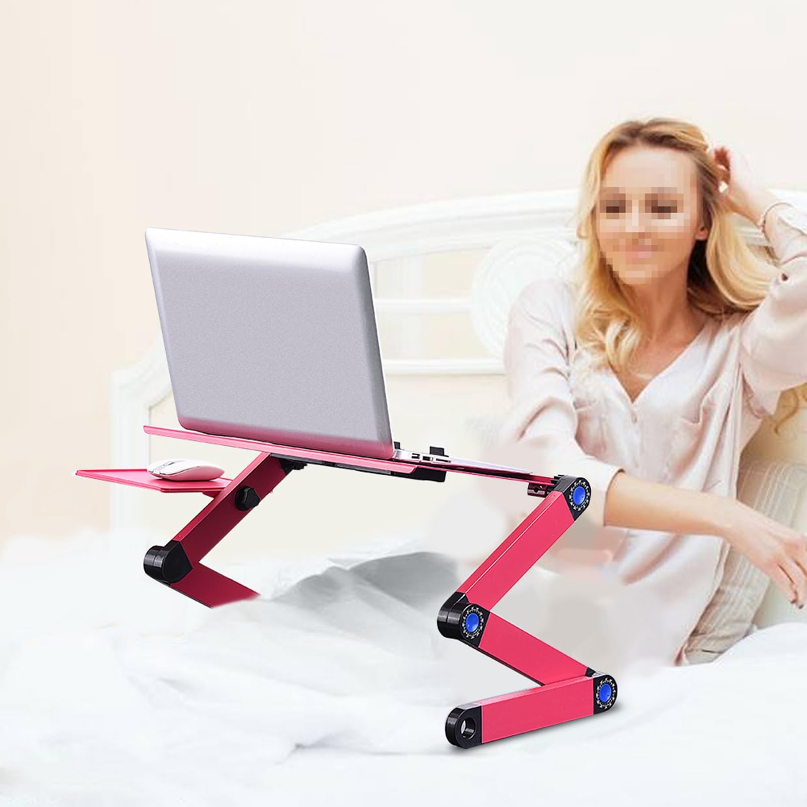 SIXRUN Supporto per Laptop Regolabile con Ventole di Raffreddamento per Uso Domestico e in Ufficio Design Leggero e Pieghevole per Laptop Fino a 17" (Rosa rossa)