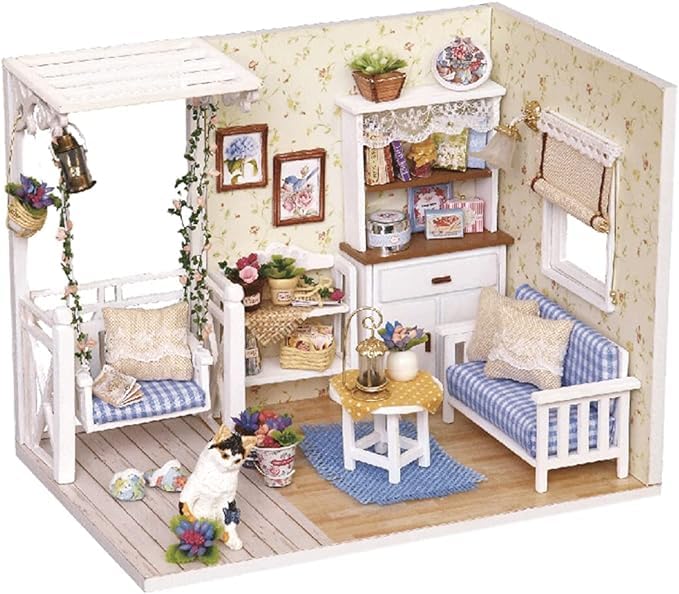 DIY Miniature Kitten Diary Dollhouse Kit, LED Lighting Included, The Missing Piece
