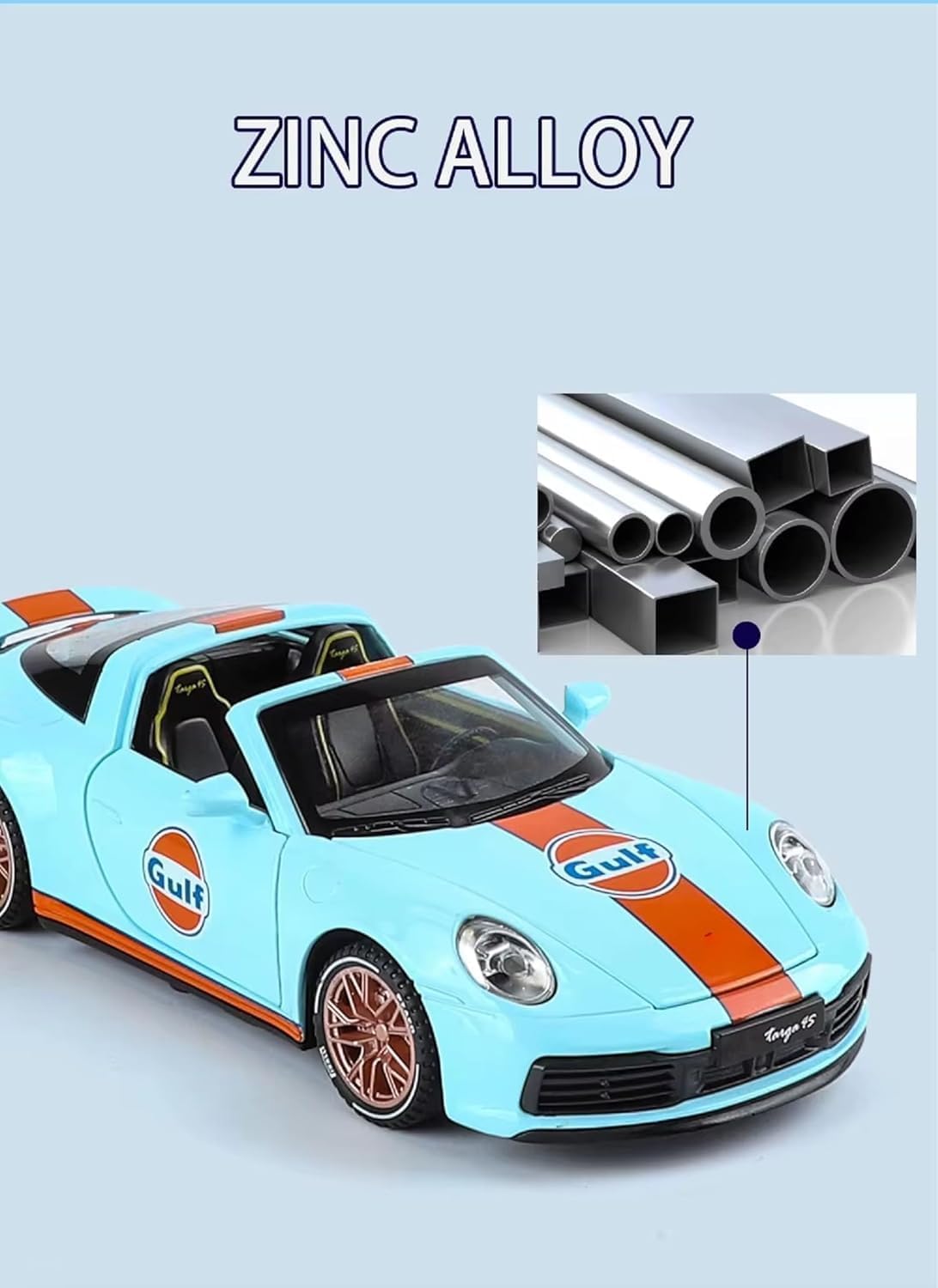 Umadiya® Porschee 911 Targa 4S Toy Car 1:32 Exclusive Alloy Metal Pull Back Die-cast Car Metal Pullback Toy car with Openable Doors & Light, Music Boys Gifts Toys for Kids【Colors as Per Stock】 — Amazon image 7